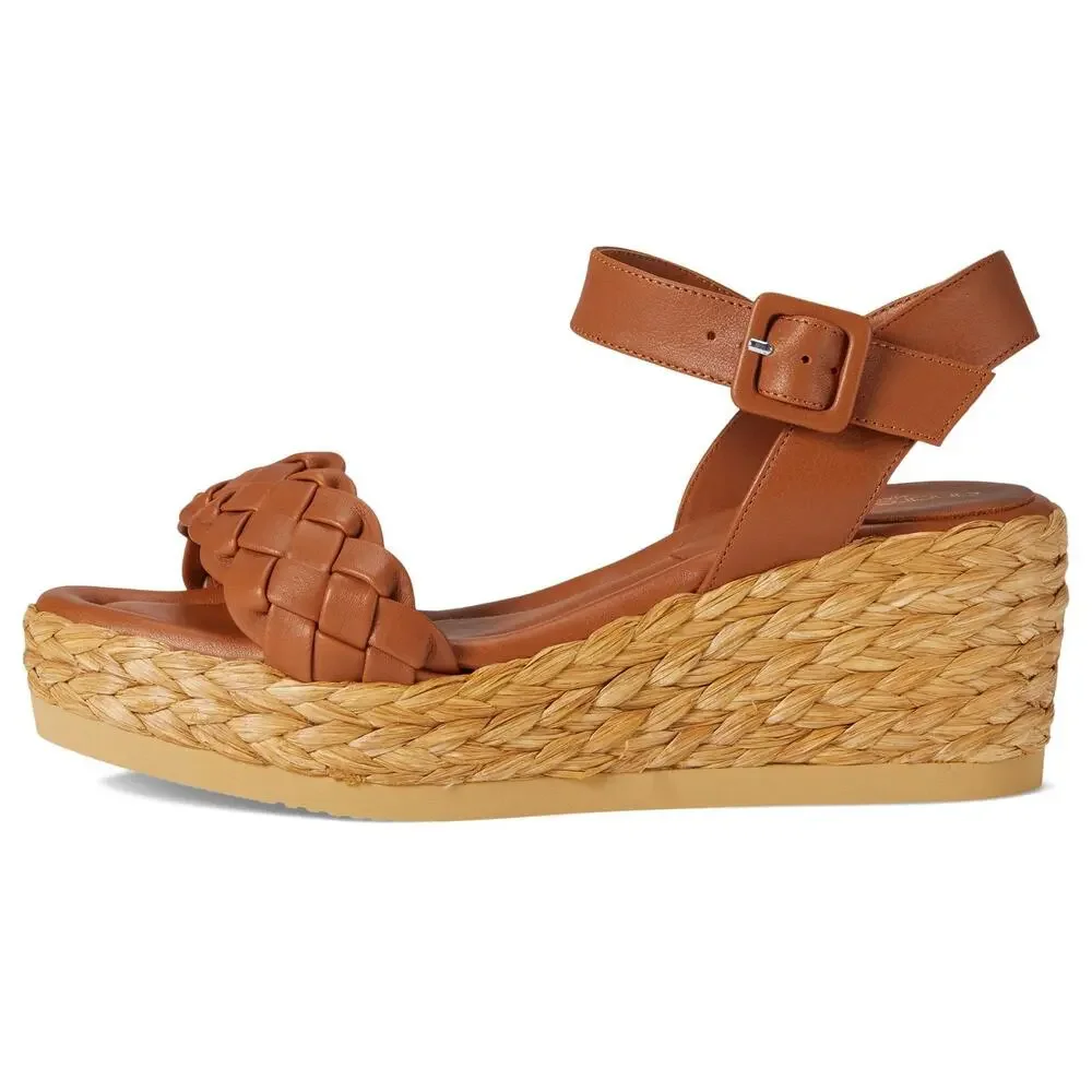 ANDRÉ ASSOUS WOMENS CECILIA LEATHER WEDGE SANDALS BROWN 11 MEDIUM (B,M)